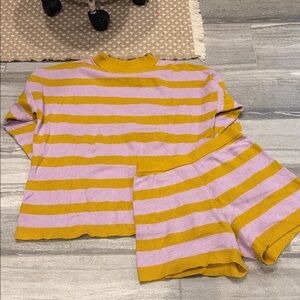 Striped women’s set - Pink and Yellow - longsleeve